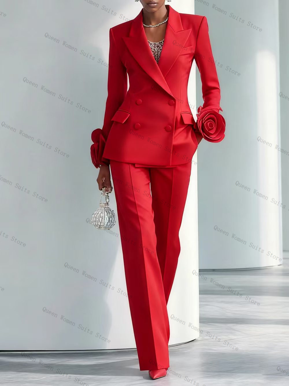 Women Formal Wear Coat - Setelan Jas Wanita Merah Mewah 2