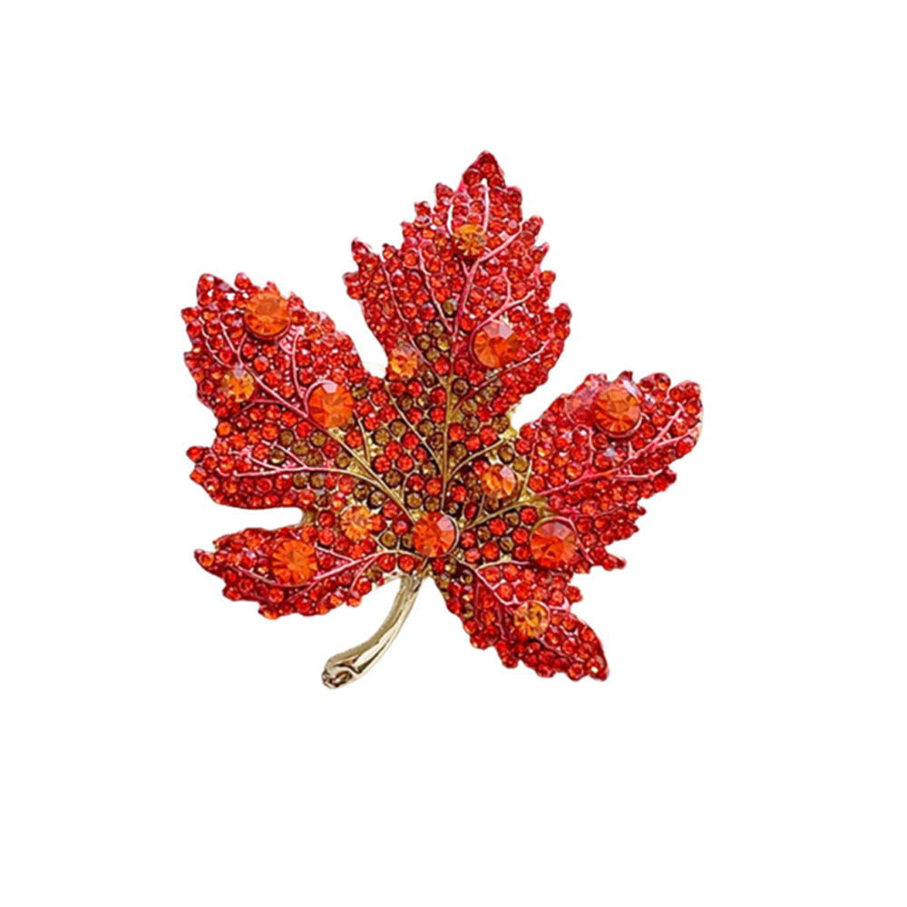 Women Formal Event Wear - Bros Daun Maple Berhias Berlian Imitasi