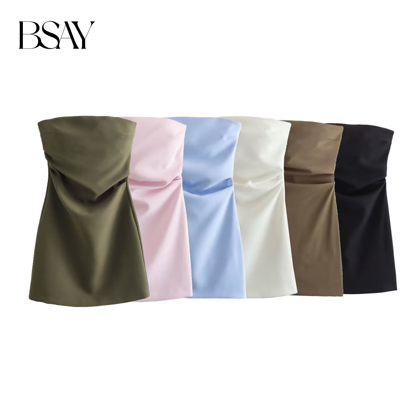 Women Formal Wear Zara - BSAY Gaun Mini Tanpa Tali Lipit