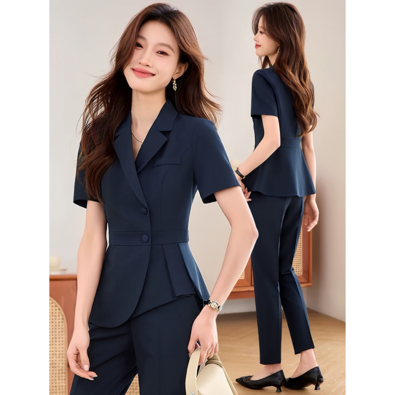 Women'S Formal Wear Stores - Setelan profesional tipis wanita warna biru