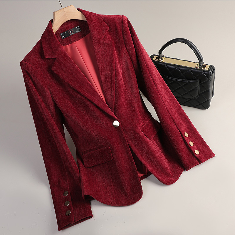 Blazer Beludru Emas Kuning Wan - Women Formal Wear Coat ulasan dan harga